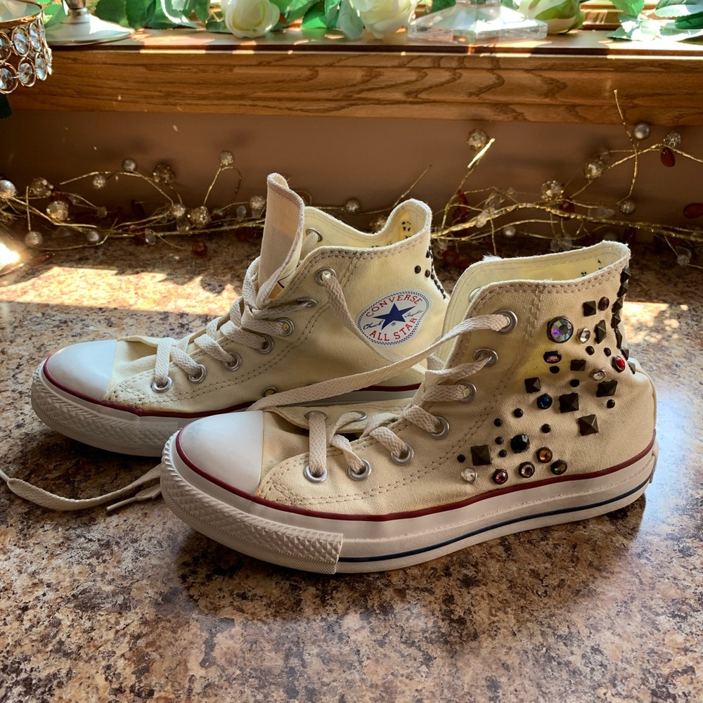Free People Converse High Top Sneakers Studs Rhintestones